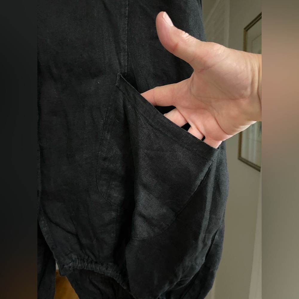 EUC Black Button-Up Linen Jacket/Coverup - Picture 9 of 10
